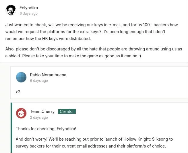 Новая надежда на silksong: team cherry заверили бэкеров и показали свежие скриншоты