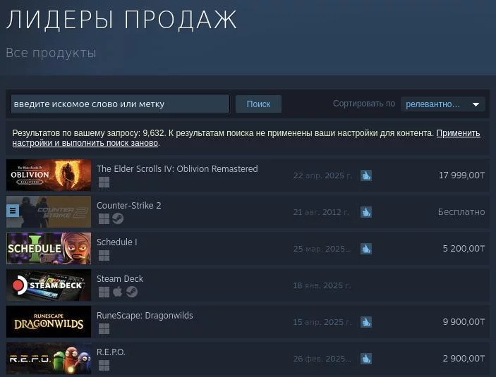 Oblivion remastered рвёт чарты steam: более 100 тысяч игроков и первое место в продажах всего за три часа 2