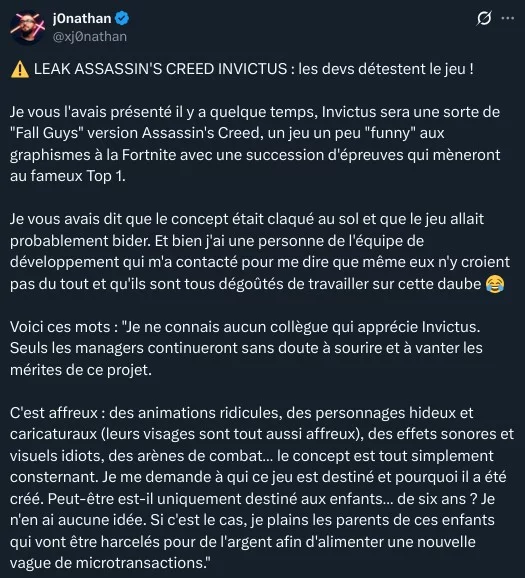 Разработчики Assassin’s Creed Invictus ненавидят свою игру, утверждает инсайдер