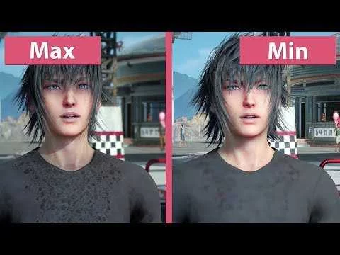 Sravnenie minimalnyh i maksimalnyh nastroek grafiki Final Fantasy XV