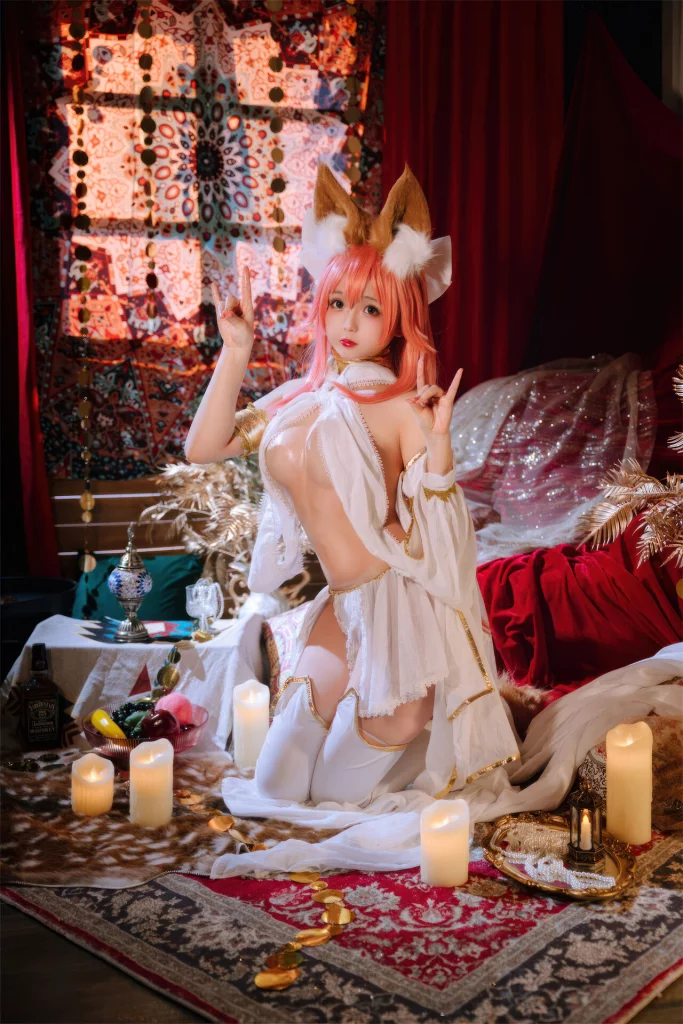 Сексуальный косплей танцовщицы Tamamo no Mae намазаной маслом из FateGrand Order от zhuimingyou