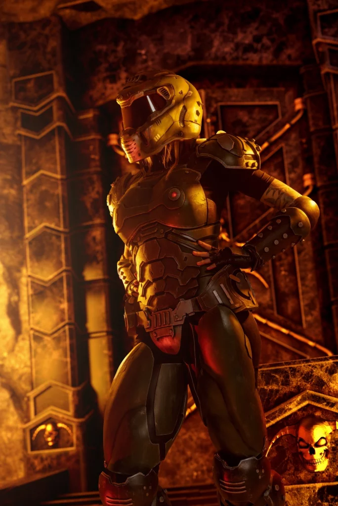 Откровенный косплей фем версии Doom Slayer из игр серии DOOM от Lera Himera