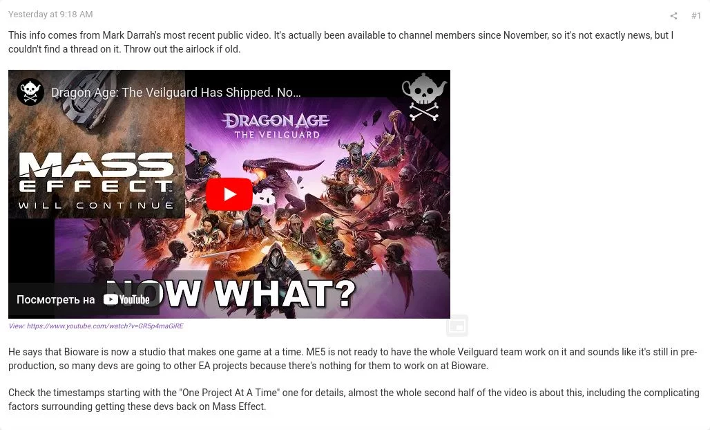 Screenshot 2025 01 23 At 01 35 26 Next Mass Effect Game Not Scaling Up To Full Production Yet Devs Spread To Other Ea Projects According To Mark Darrah Ea Resetera