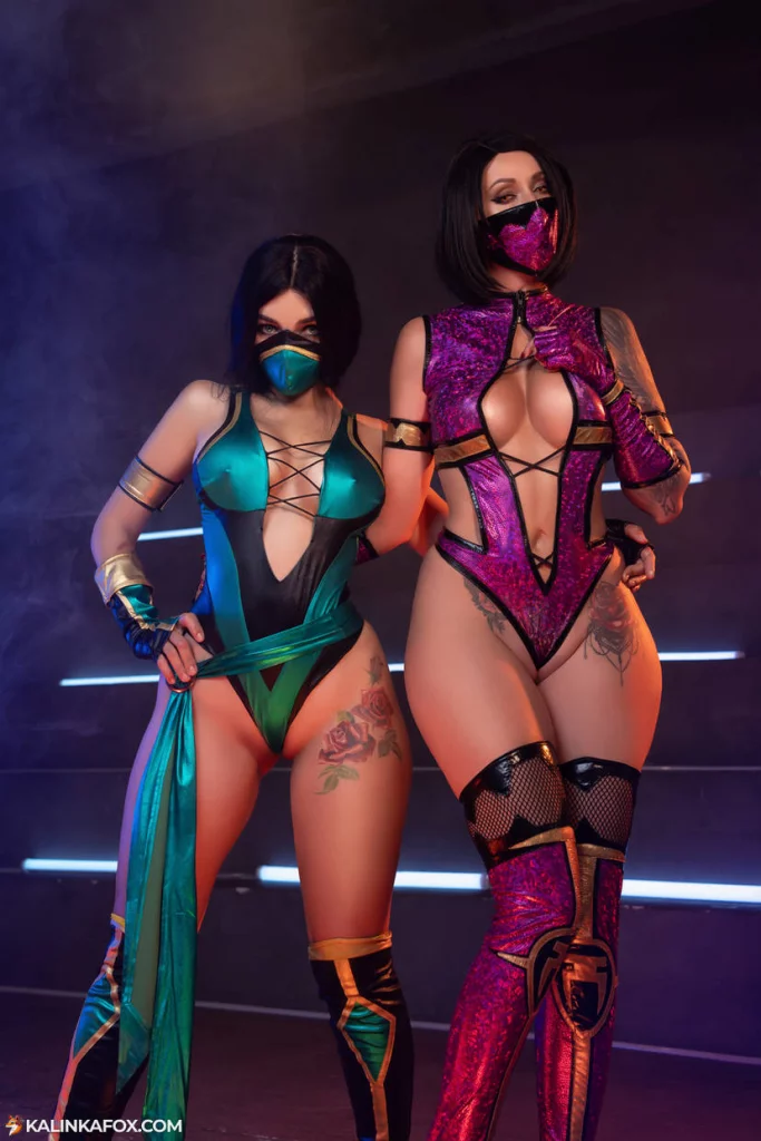 Косплей Mileena и Jade из Mortal Kombat от Lera Himera и Kalinka Fox