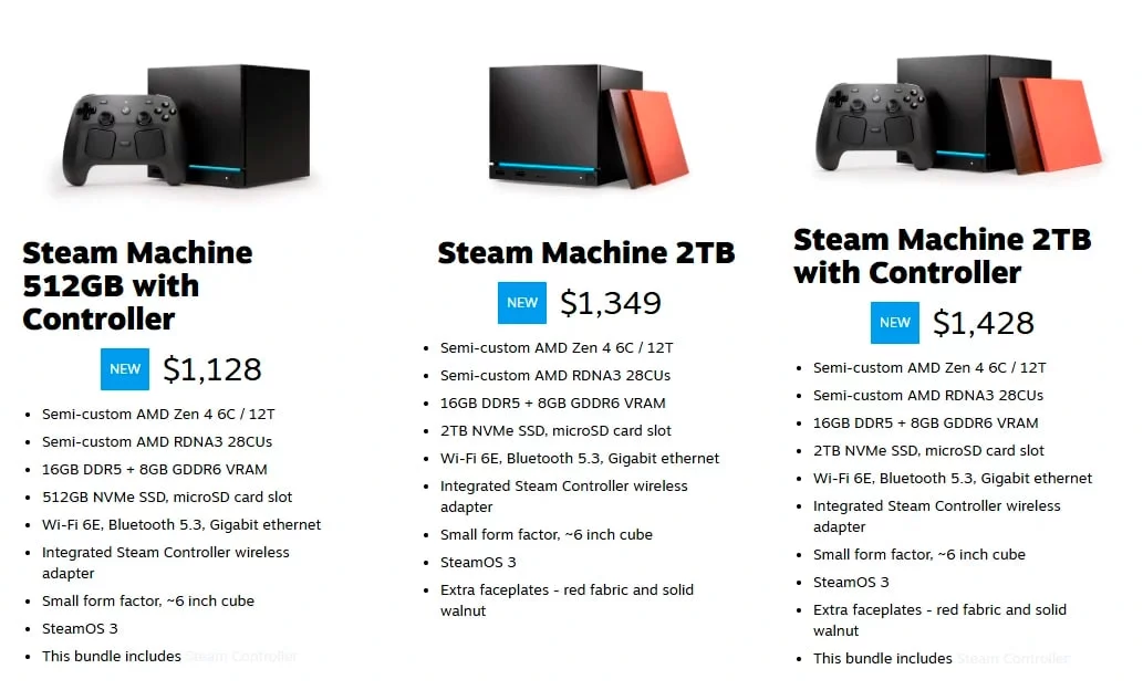 Valve объявила цены на Steam Machine