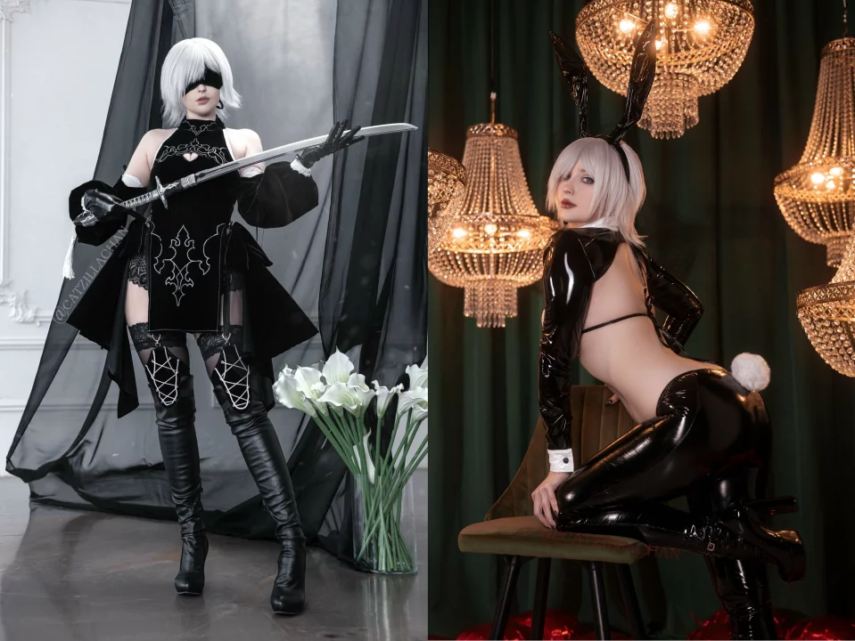 Косплей YoRHa No.10 Type H + Latex BunnySuit из NieR Reincarnation от CatzillaChan 